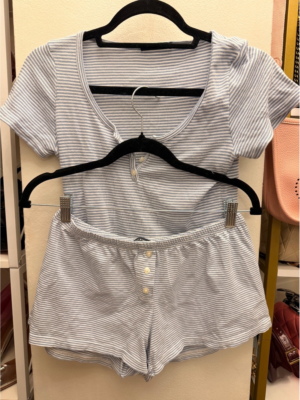 Brady Melville Women's Blue and White Striped Pajama Set, Size Small
